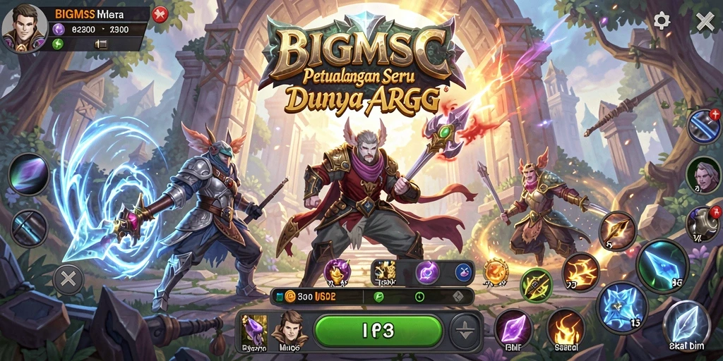 Tangkapan layar gameplay BIGMSG menampilkan aksi seru dalam pertempuran ARPG.