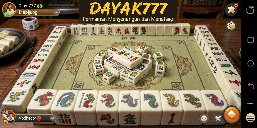 Screenshot menunjukkan gameplay intens Mahjong di DAYAK777.