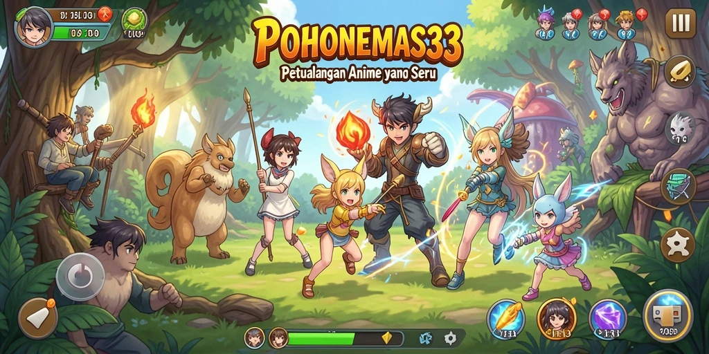 Tampilan permainan seru POHONEMAS33 dalam suasana anime yang menawan.