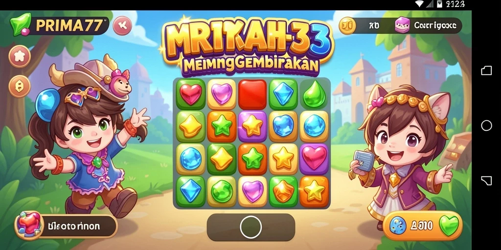 Tampilan gameplay seru dari PRIMA77 saat menyelesaikan level Match-3.