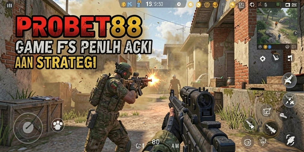 Screenshot utama PROBET88 menampilkan aksi mendebarkan dalam permainan FPS.