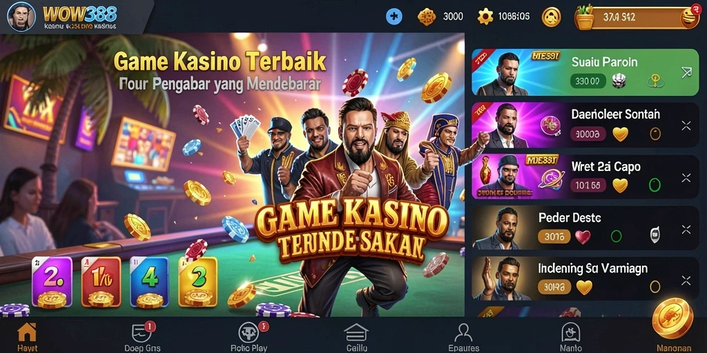 Tampilan menakjubkan dari gameplay Kasino WOW388 yang penuh warna dan interaktif.