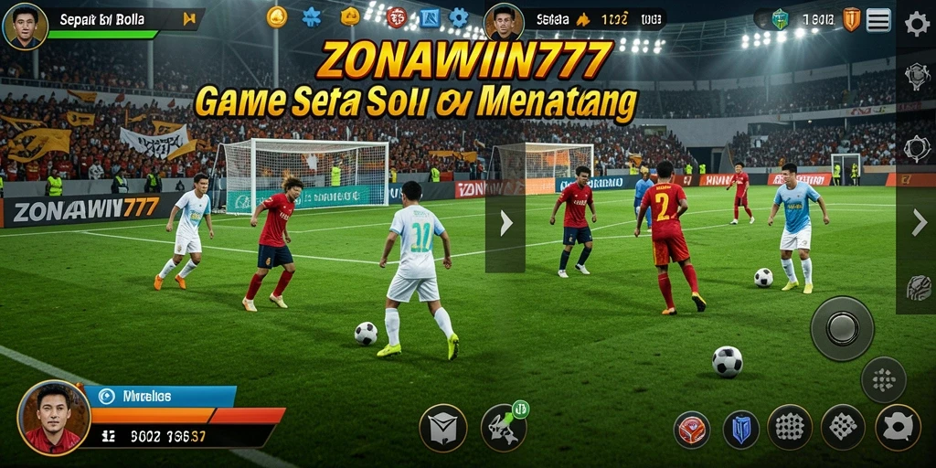 Tampilan gameplay seru ZONAWIN777 dengan aksi sepak bola yang menegangkan.